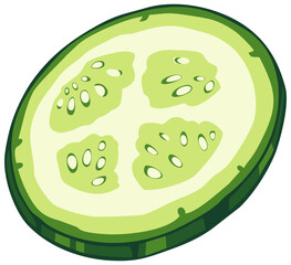 Cucumber Slice for Pizza and Salad Toppings. Editable Color Vector