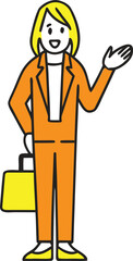 Businesswoman waving hand illustration in suit