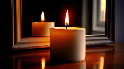 Candle and Mirror Reflection
