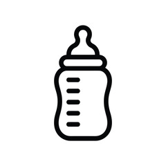 Simple outline icon of a baby bottle with measurement markings