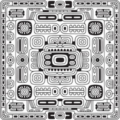Vector art of abstract ancient geometric pattern in black and white