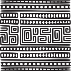 Vector art of black and white tribal pattern on beige background