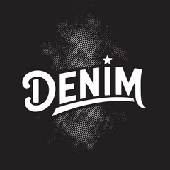 Vector art of denim logo with star on dark textured background