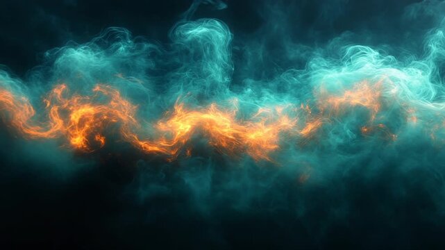 Abstract Swirling Nebula of Fire and Ice Colors.