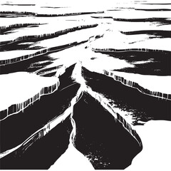 Vector art of cracked ice formation in arctic ocean