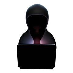 Anonymous Hacker with Laptop in the Dark