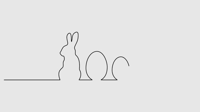 Easter bunny continuous one line drawing 4k animation video