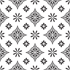 Vector art of seamless geometric pattern with floral motifs