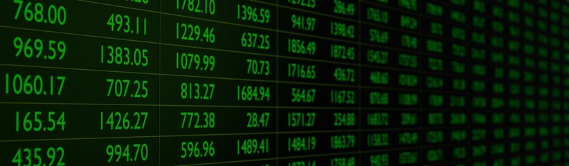 Digital Stock Market Ticker with Green Numbers