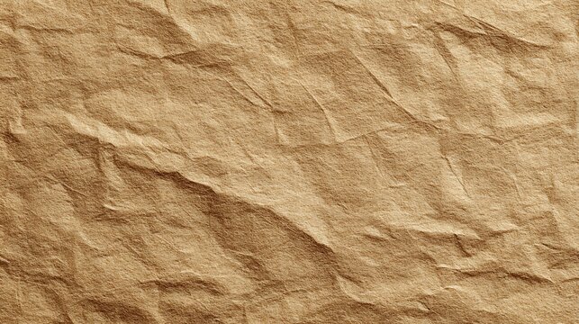Close up textured background of crumpled brown paper with subtle variations in tone and shadow creating depth - Powered by Adobe