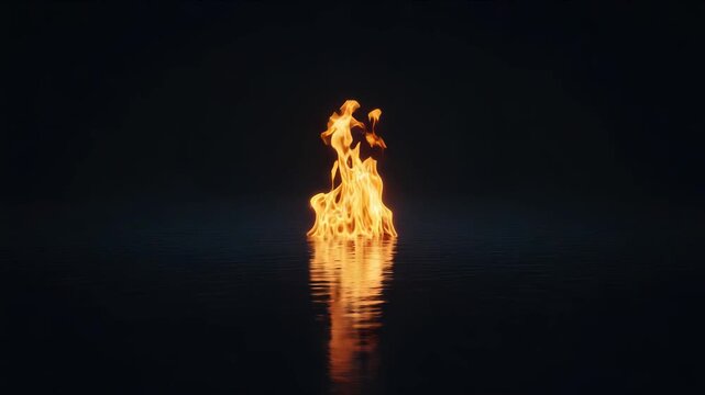 Surreal abstract illustration of glowing liquid flames and dark negative space