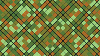 Abstract background of earth tone diamonds with black outlines seamless pattern