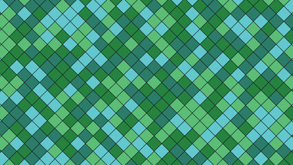 Geometric pattern of diamonds in green and blue color scheme background
