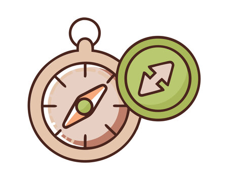 Compass illustration with eco friendly direction guidance icon