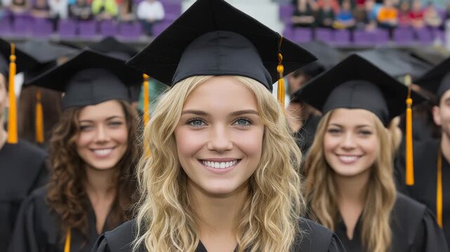 Smiling graduate at ceremony