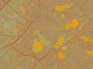 Decorative flat city map of GRE, Athens using muted sage base, rust-colored roads, and soft ochre highlights.