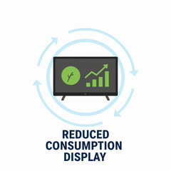 Vector 2D flat icon of energy-efficient television, reduced consumption display