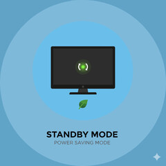 Vector 2D flat icon of an electronic device with a standby indicator, power saving mode