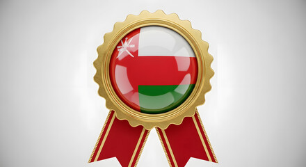 Golden Award Medal Featuring the Flag of Oman on a Clean White Background