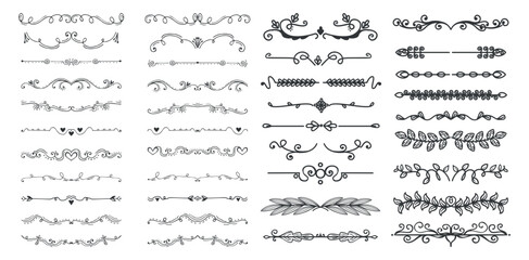 Set of decorative vintage vector elements. dividers for your design. Divider, border, header
