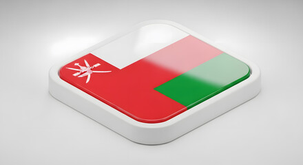 A Close-Up View of a Square-Shaped Emblem Featuring the Flag of Oman in Vibrant Colors