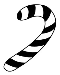 Naklejka premium Black and White Candy Cane | Cute Christmas Sweet Cartoon Illustration