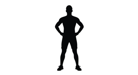 Silhouette of a Man Standing with Hands on Hips Full Body Outline
