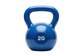 Isolated blue kettlebell 2 kg for weightlifting and fitness training activities at home