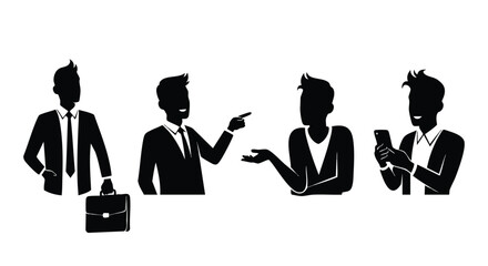 Business Professionals A Collection of Silhouettes Depicting Communication and Work