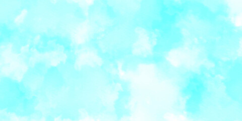 Abstract empty sky hand drawing canvas splash smoky watercolor wall grunge texture background. modern sky blue colorful space splash painting background.