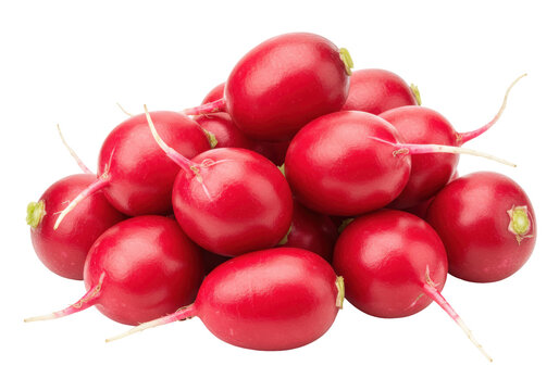 Isolated heap of vibrant red radishes root vegetables freshly picked garden harvest - Powered by Adobe