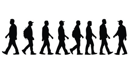 Silhouette Sequence of People Walking A Study in Movement and Human Form