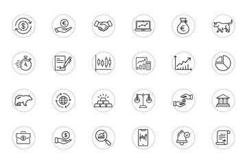 Stock Trading Line Icon for Finance and Investment