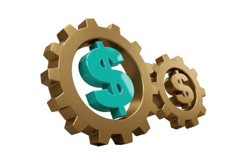 Isolated gear wheels, representing financial mechanisms, finance, dollar sign, business, work