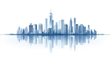 Fototapeta premium ityscape With Skyscrapers At The Waterfront isolated On A white Background