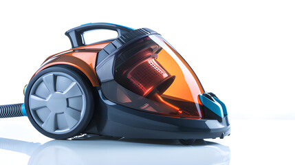 vacuum cleaner isolated on white, close up of a vacuum cleaner, vacuum cleaner on the floor