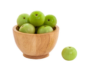 Phyllanthus emblica or Indian Gooseberry fruits on transparent background.