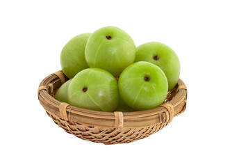 Phyllanthus emblica or Indian Gooseberry fruits on transparent background.
