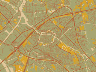 Stylized Minimalist Map Zwolle Netherlands