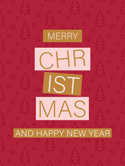Merry Christmas greeting card. Classic Christmas design with Christmas symbols and typography. Elegant illustrations for banners, posters, and covers.