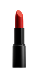 Obraz premium Vibrant red lipstick in sleek black tube, showcasing smooth and creamy texture. This product embodies elegance and luxury, perfect for enhancing beauty and confidence