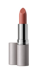Obraz premium Realistic lipstick in sleek silver tube, showcasing warm, muted shade. design emphasizes minimal luxury, perfect for enhancing beauty routines