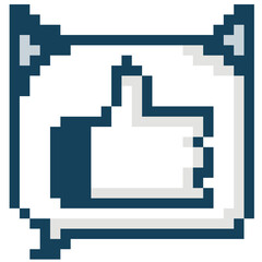 Obraz premium Pixel Art Thumbs Up Like Button Cat Head Shape Social Media Icon Illustration