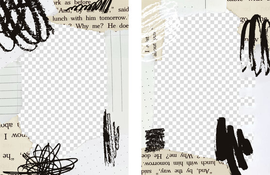 Neutral collage background for your creative zine design.  Base for post, social media, advertising, cover or affiche. Wall art poster in paper and crayon technique.