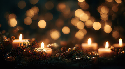Warm Candlelight Christmas Background with Cozy Glow.