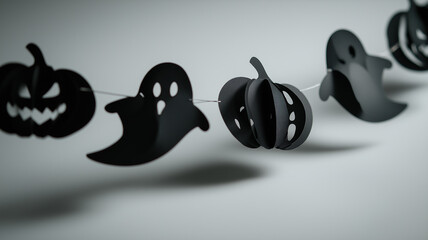Halloween garlands display spooky ghosts and cheerful pumpkins for festive decoration Generative AI
