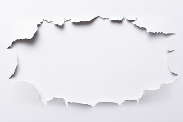 Torn edges of white paper creating a frame effect with blank space for text on a minimalist background design