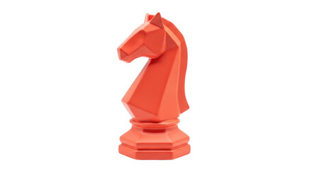 Isolated sculptural chess piece knight, a modern faceted interpretation of a classic form