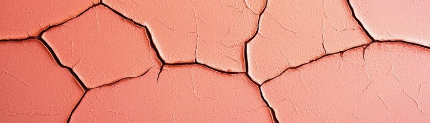Close-Up of Cracked Paint Surface Highlighting Textures and Patterns in Soft Coral and Blush Shades for Creative Projects