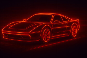 retro-futuristic sport car in neon 80s style